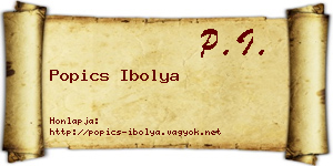 Popics Ibolya névjegykártya
